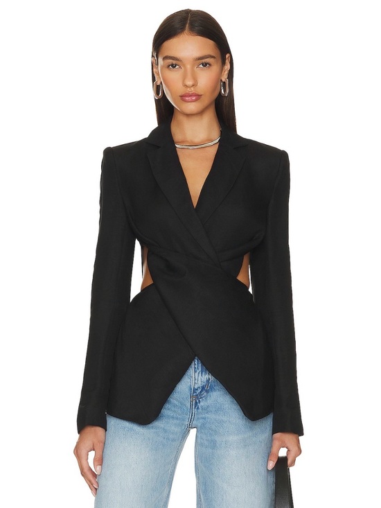L'Academie Jackets & Blazers - L'Academie Black Tailored Blazer with Side Cutouts